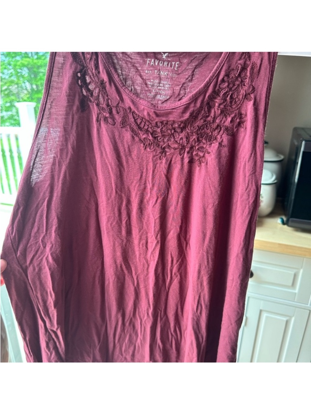American Eagle Outfitters Women's Burgundy Lace Tank Top Aerie Soft